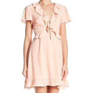 NSR Women's Pink Cheri Ruffle Trim Shift Dress